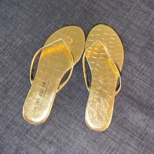 Gold Reptile Flip Flop Sandals
